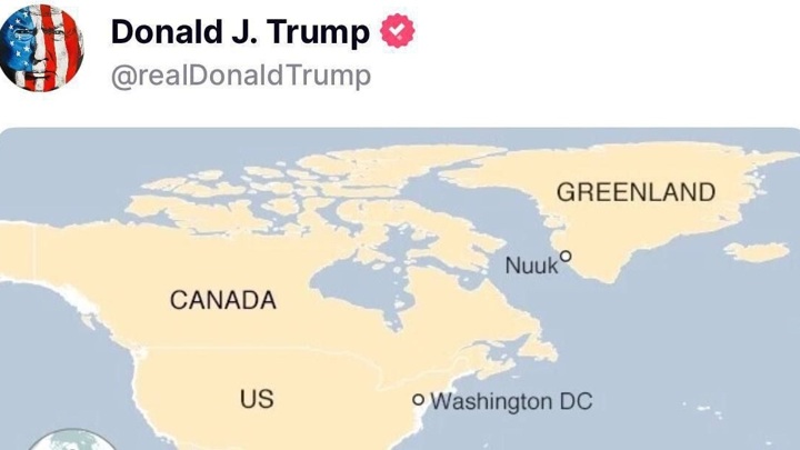 Трамп опубликовал карту США с присоединенными Гренландией и Канадой - Новости на Вести.ru
